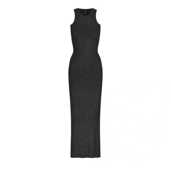 skims soft lounge shimmer racer back dress size M in onyx - Picture 1 of 6